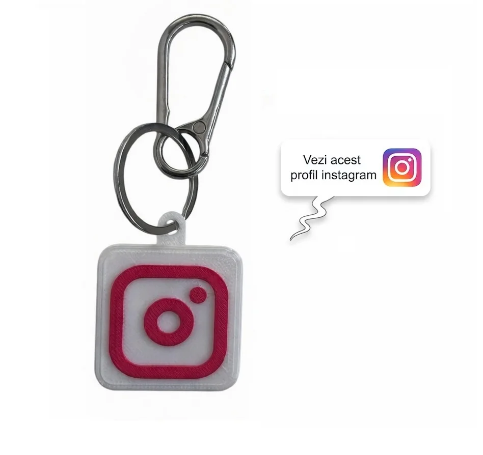 Breloc Instagram Tag NFC - Personalizat 3D