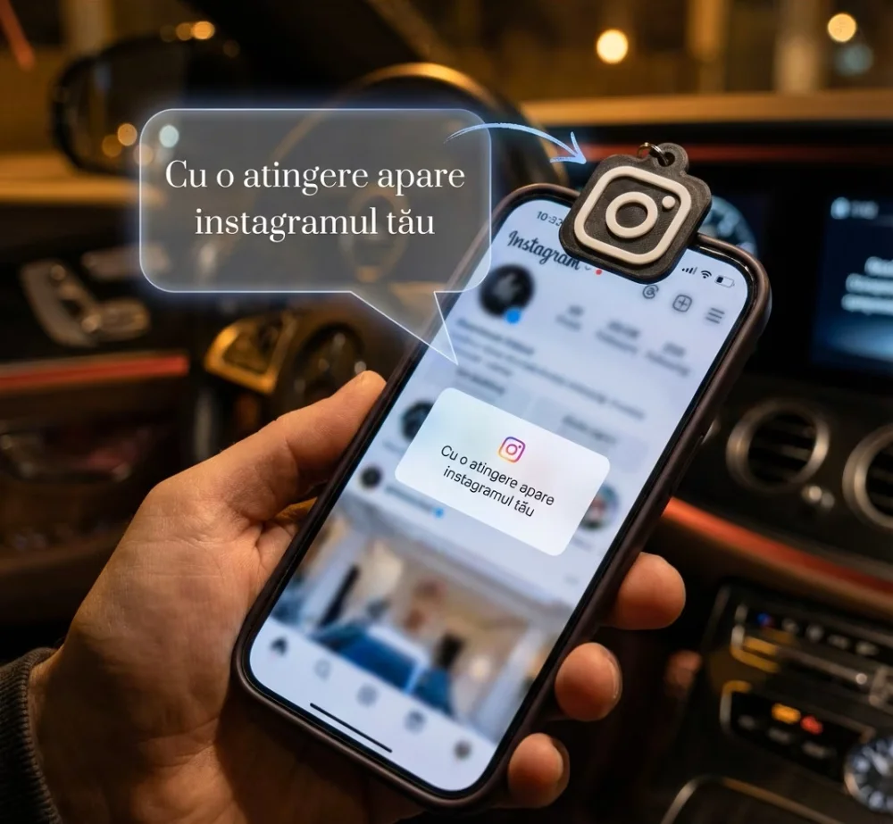 Breloc Instagram Tag NFC - Personalizat 3D