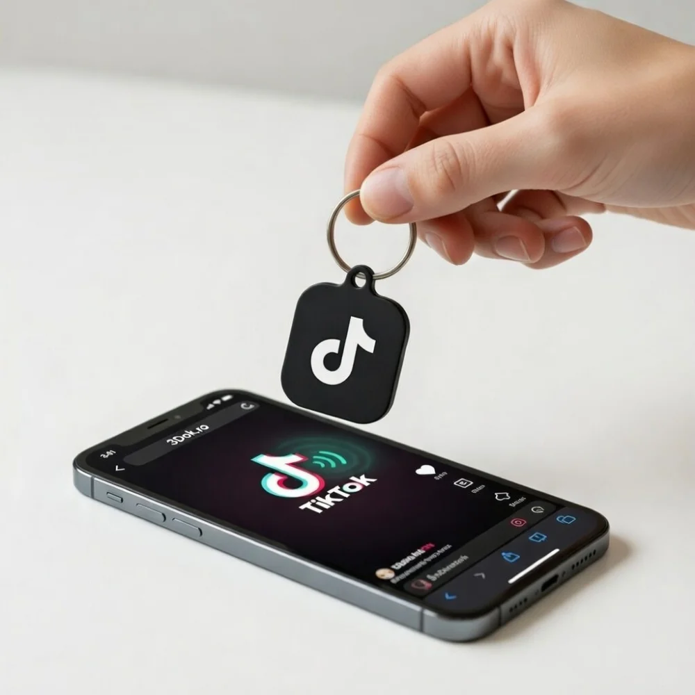  Breloc TikTok NFC Tag - Personalizat 3D