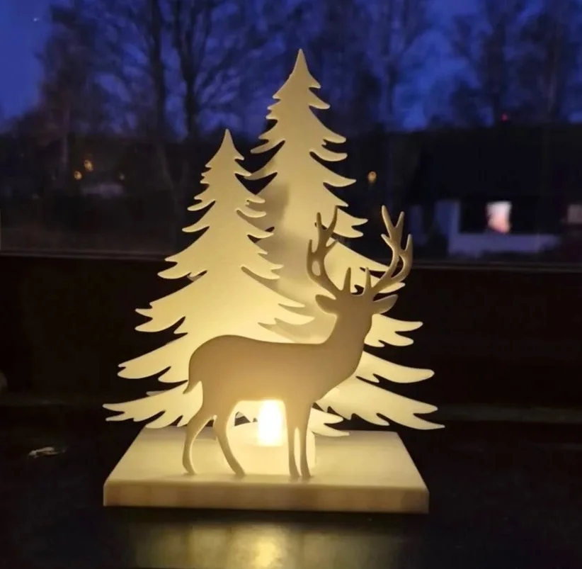 Felinar Cerb de Iarnă cu LED