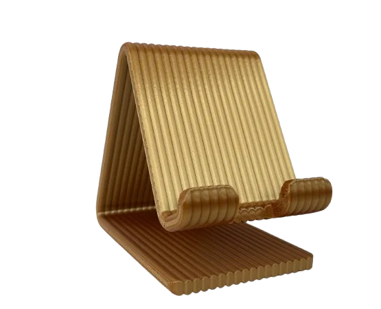 Suport Telefon cu Design Minimalist Valuri Imprimat 3D – Auriu Premium, Stabil și Elegant